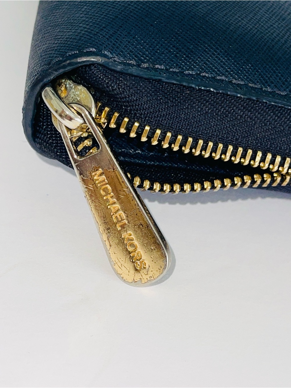 MICHAEL KORS Navy Saffiano Zip Around Wallet Jet Set Pebbled Leather - Picture 3 of 11